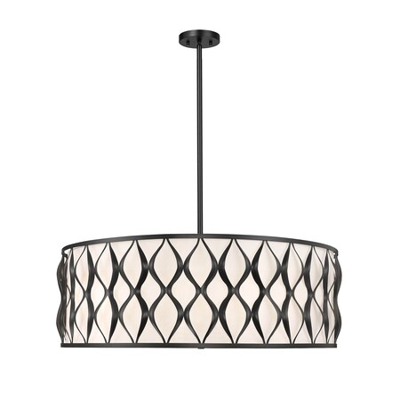 Z-Lite Harden Pendant, 10-Light, 32 In.W x 11.75 In.H, Matte Black/White 1948P32-MB